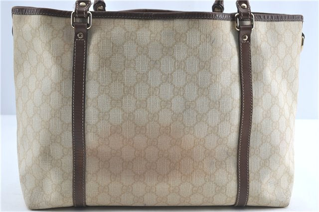 Authentic GUCCI Shoulder Tote Bag GG PVC Leather 197953 Ivory Beige J0495