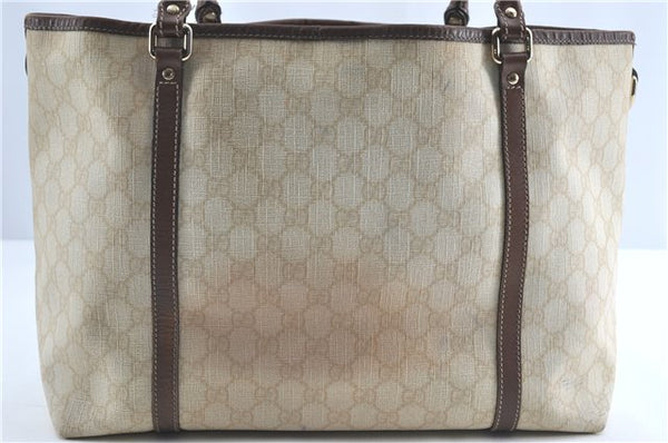 Authentic GUCCI Shoulder Tote Bag GG PVC Leather 197953 Ivory Beige J0495