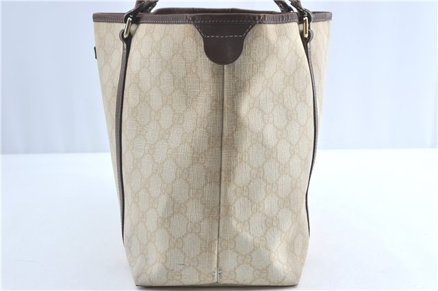 Authentic GUCCI Shoulder Tote Bag GG PVC Leather 197953 Ivory Beige J0495