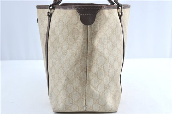 Authentic GUCCI Shoulder Tote Bag GG PVC Leather 197953 Ivory Beige J0495