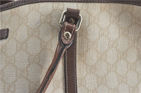 Authentic GUCCI Shoulder Tote Bag GG PVC Leather 197953 Ivory Beige J0495
