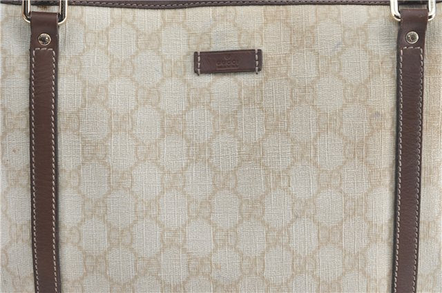 Authentic GUCCI Shoulder Tote Bag GG PVC Leather 197953 Ivory Beige J0495