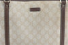Authentic GUCCI Shoulder Tote Bag GG PVC Leather 197953 Ivory Beige J0495