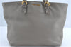 Authentic MIU MIU Leather Shoulder Tote Bag Gray J0498