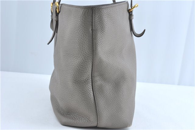 Authentic MIU MIU Leather Shoulder Tote Bag Gray J0498