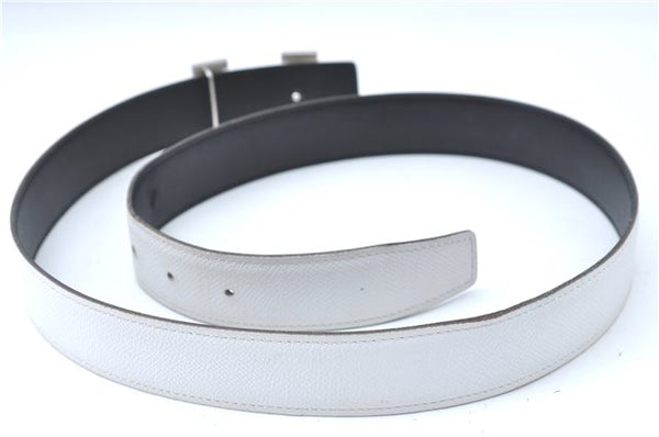 Authentic HERMES Constance Ladies Leather Belt 85cm 33.5inches White Black J0507