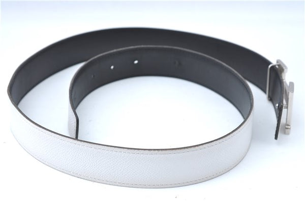 Authentic HERMES Constance Ladies Leather Belt 85cm 33.5inches White Black J0507