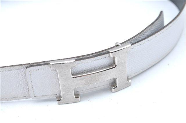 Authentic HERMES Constance Ladies Leather Belt 85cm 33.5inches White Black J0507