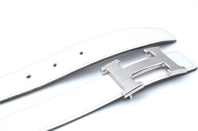 Authentic HERMES Constance Ladies Leather Belt 85cm 33.5inches White Black J0507