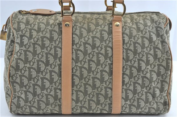Authentic Christian Dior Trotter Boston Hand Bag Canvas Leather Khaki J0514