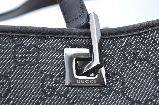 Authentic GUCCI Shoulder Tote Bag Purse GG Canvas Leather 31244 Black J0516