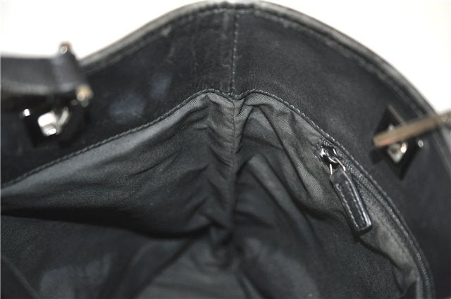 Authentic GUCCI Shoulder Tote Bag Purse GG Canvas Leather 31244 Black J0516