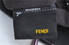 Authentic FENDI Zucchino Shoulder Tote Bag Canvas Leather Black Pink J0519