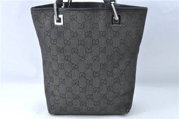Authentic GUCCI Shoulder Tote Bag Purse GG Canvas Leather 31244 Black J0520