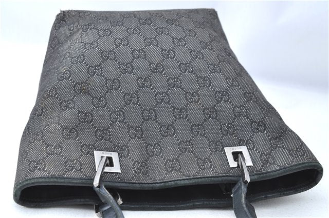 Authentic GUCCI Shoulder Tote Bag Purse GG Canvas Leather 31244 Black J0520