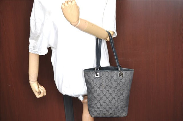 Authentic GUCCI Shoulder Tote Bag Purse GG Canvas Leather 31244 Black J0520