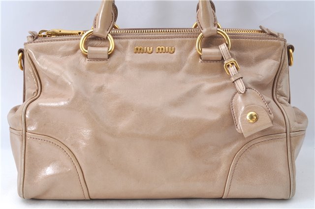 Authentic MIU MIU Leather 2Way Shoulder Hand Bag RN1127 Brown J0542