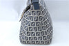 Authentic FENDI Zucchino Shoulder Bag Purse Canvas Leather Navy Blue J0546