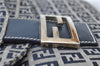 Authentic FENDI Zucchino Shoulder Bag Purse Canvas Leather Navy Blue J0546