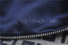 Authentic FENDI Zucchino Shoulder Bag Purse Canvas Leather Navy Blue J0546