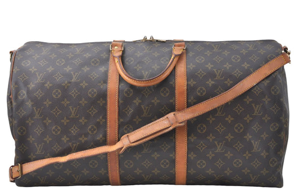 Auth Louis Vuitton Monogram Keepall Bandouliere 60 Boston Bag M41412 LV J0552