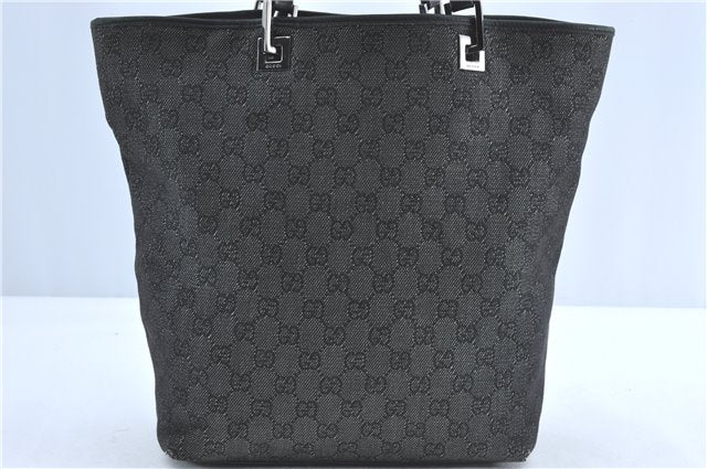 Authentic GUCCI Shoulder Tote Bag GG Canvas Leather 31243 Black J0554