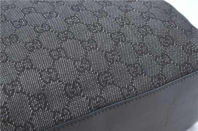 Authentic GUCCI Shoulder Tote Bag GG Canvas Leather 31243 Black J0554