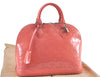 Authentic Louis Vuitton Vernis Alma PM Hand Bag Pink M90256 LV J0561