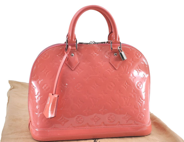 Authentic Louis Vuitton Vernis Alma PM Hand Bag Pink M90256 LV J0561