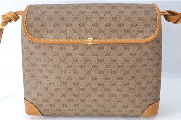 Authentic GUCCI Micro GG PVC Leather Shoulder Cross Body Bag Purse Brown J0564