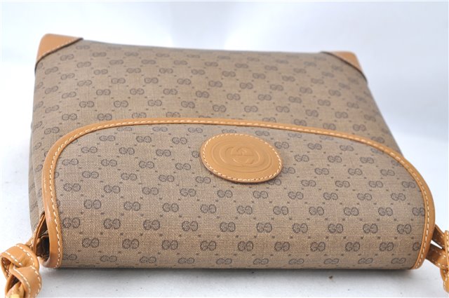 Authentic GUCCI Micro GG PVC Leather Shoulder Cross Body Bag Purse Brown J0564