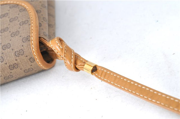 Authentic GUCCI Micro GG PVC Leather Shoulder Cross Body Bag Purse Brown J0564