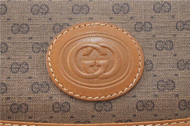 Authentic GUCCI Micro GG PVC Leather Shoulder Cross Body Bag Purse Brown J0564