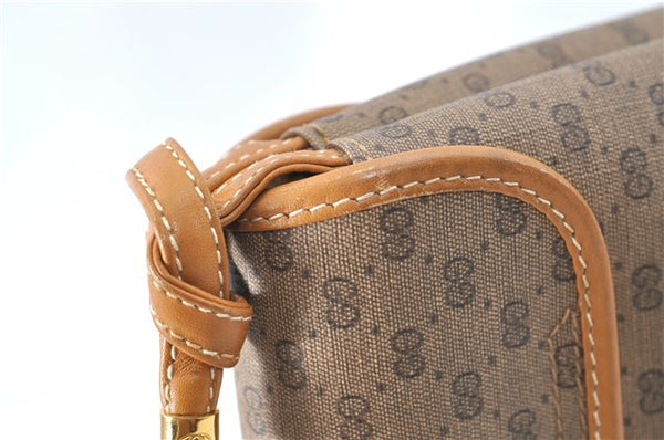 Authentic GUCCI Micro GG PVC Leather Shoulder Cross Body Bag Purse Brown J0564