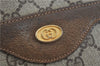 Authentic GUCCI Web Sherry Line Shoulder Tote Bag GG PVC Leather Brown J0569