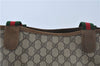 Authentic GUCCI Web Sherry Line Shoulder Tote Bag GG PVC Leather Brown J0569