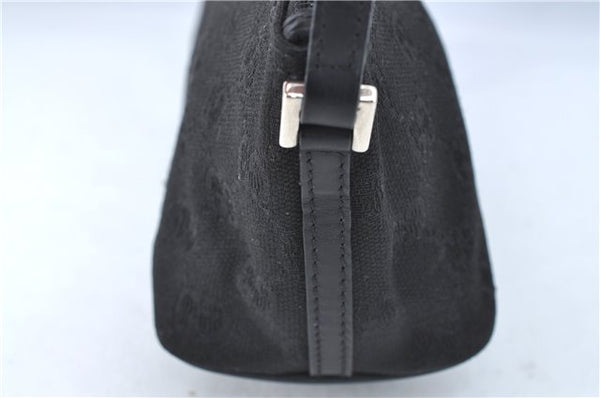 Authentic GUCCI Hand Bag Pouch Purse GG Canvas Leather 0391103 Black J0571