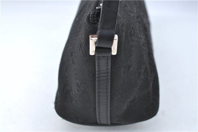 Authentic GUCCI Hand Bag Pouch Purse GG Canvas Leather 0391103 Black J0571