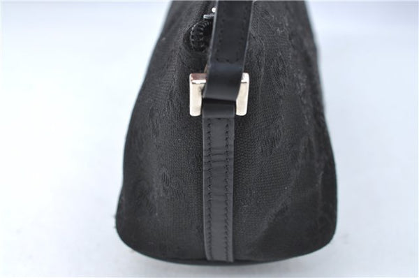 Authentic GUCCI Hand Bag Pouch Purse GG Canvas Leather 0391103 Black J0571