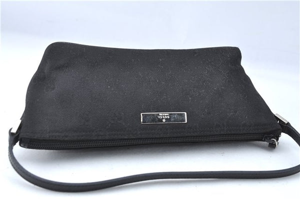 Authentic GUCCI Hand Bag Pouch Purse GG Canvas Leather 0391103 Black J0571