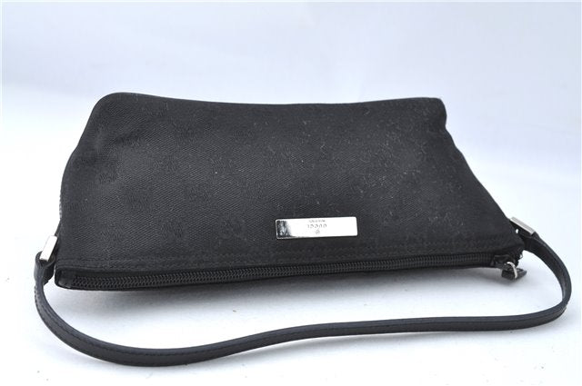 Authentic GUCCI Hand Bag Pouch Purse GG Canvas Leather 0391103 Black J0571