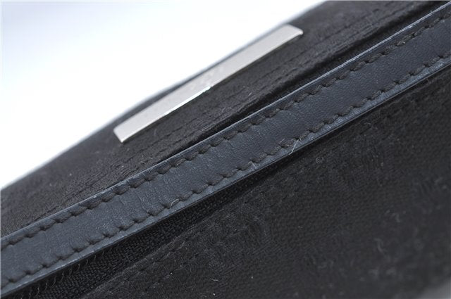 Authentic GUCCI Hand Bag Pouch Purse GG Canvas Leather 0391103 Black J0571