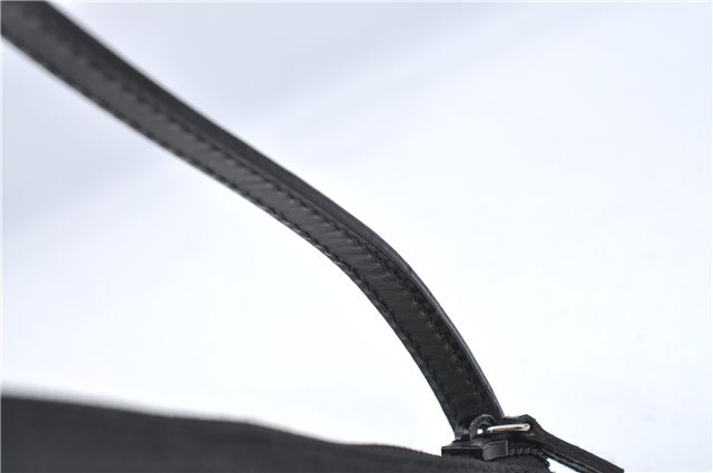 Authentic GUCCI Hand Bag Pouch Purse GG Canvas Leather 0391103 Black J0571