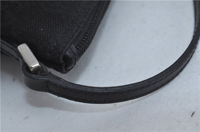 Authentic GUCCI Hand Bag Pouch Purse GG Canvas Leather 0391103 Black J0571