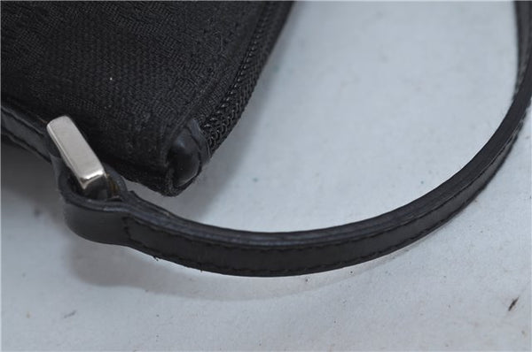 Authentic GUCCI Hand Bag Pouch Purse GG Canvas Leather 0391103 Black J0571