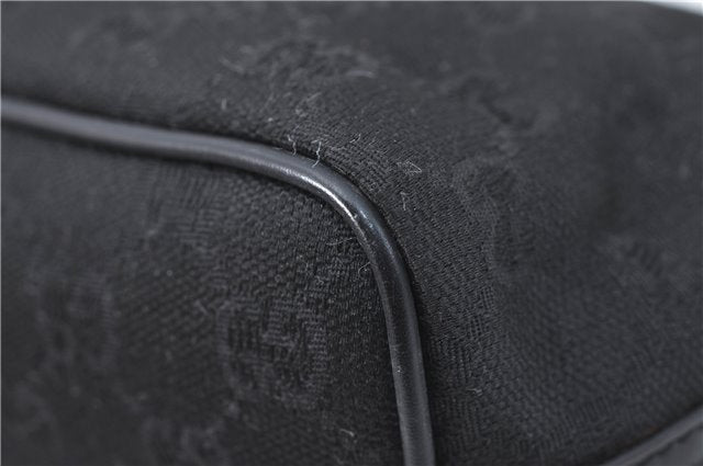 Authentic GUCCI Hand Bag Pouch Purse GG Canvas Leather 0391103 Black J0571