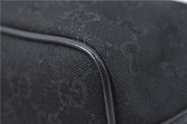Authentic GUCCI Hand Bag Pouch Purse GG Canvas Leather 0391103 Black J0571