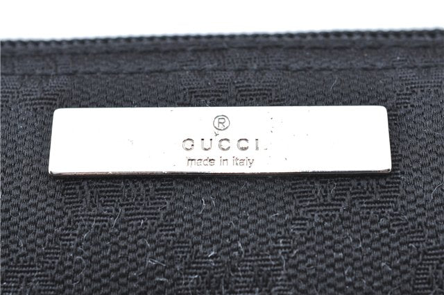 Authentic GUCCI Hand Bag Pouch Purse GG Canvas Leather 0391103 Black J0571