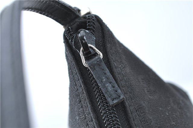 Authentic GUCCI Hand Bag Pouch Purse GG Canvas Leather 0391103 Black J0571