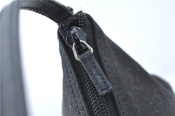 Authentic GUCCI Hand Bag Pouch Purse GG Canvas Leather 0391103 Black J0571